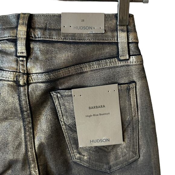 NWT Hudson Womens Barbara Ombre Foil Coated High Rise Bootcut Jeans 23 Goth Punk - Picture 8 of 11